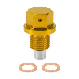 RATCHROLL 1 Set Universal Oil Drain Plug Anti Leakage Oil Pan Drain Bolt Screw Thread Repair with Gasket Magnetic Gold Tone Aluminum Alloy Copper M12x1.25