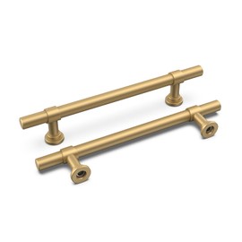 LONTON Pack of 10 Cabinet Handles, Gold Furniture Handles, 128 mm, Hole Spacing, Kitchen Handles for Kitchen Cabinets, Cabinet Door Handles, Furniture Handles, Brass Drawer Handles