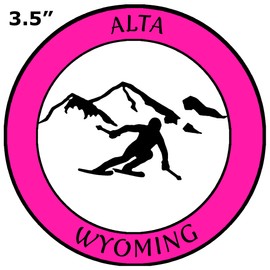 Athena Brands Alta, Wyoming - Extreme Sports Skier - Car Truck Window Sticker Decal - Hot Pink