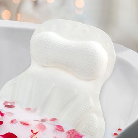 Silicone Bath Pillows for Tub,Luxury Bath Pillow Bathtub Pillow Neck and Back Support with Non-Slip Suction Cup Spa Gifts for Women(White)