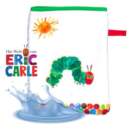 Smithy Waschlappen Baby Raupe Nimmersatt | Baumwolle Frottee | Waschhandschuh Kinder | Jungen & Mädchen | Geschenk zur Geburt (weiß/bunt)