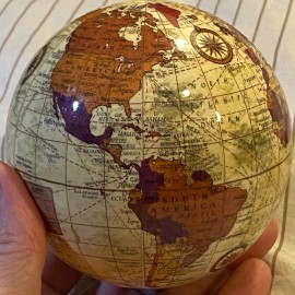 Globe Reproduction Antique Style Old World Hang or Desk Globes Educational Decor 4 in. - Sepia