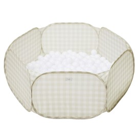 3 Sprouts Kids Ball Pit – Pop-Up Indoor Outdoor Ball Pits for Toddlers – Large Foldable Ballpit Pool - Active Play for Baby Babies Small Toddler Kid (Balls Not Included) (Gingham Beige)