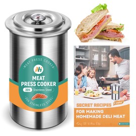Newhai Ham Maker Meat Press Tool for Making Ham Meat Deli Lunch Maker Homemade Lunch with Thermometer Stainless Steel 5 Secret Recipes Cooking Bags