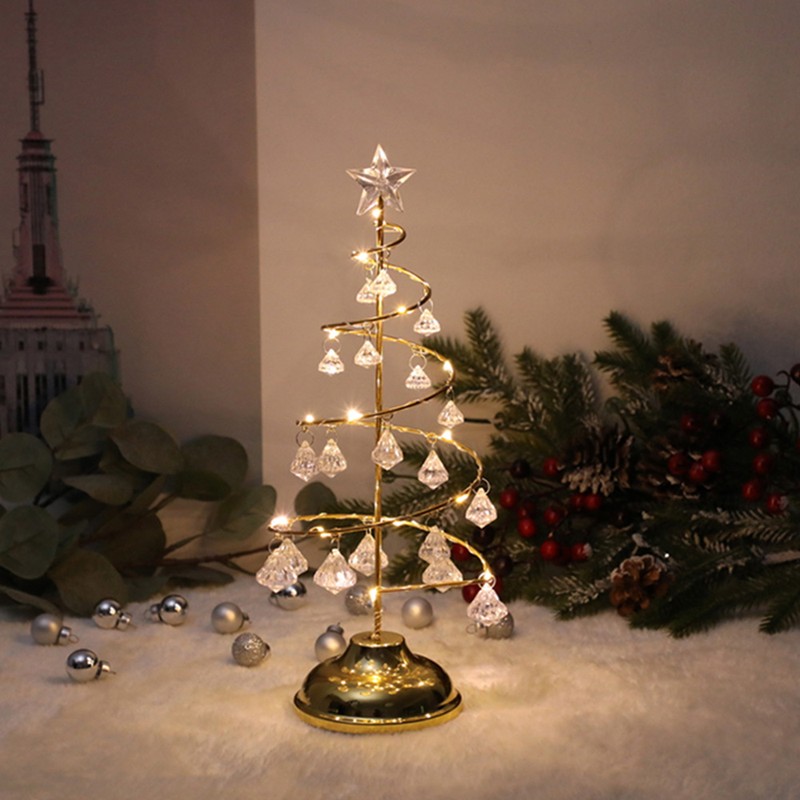 LED Christmas Tree Lamp Battery Powered Spiral Christmas Tree Table