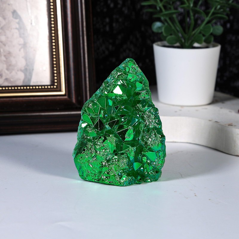 Nupuyai Titanium Coated Rock Crystal Druse Rough Stone Irregular Crystal