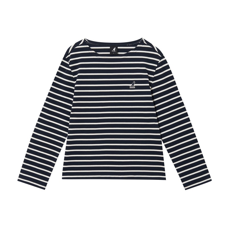 캉골 [Kangol] Women's Stripe Long Sleeve 3547 Navy
