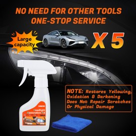 Headlight Restoration Kit Headlight Cleaner Head Light Cleaner Removing Yellowing Oxidized with Headlight Cleaner Towel (Scratches & Damages Cannot be Repaired)