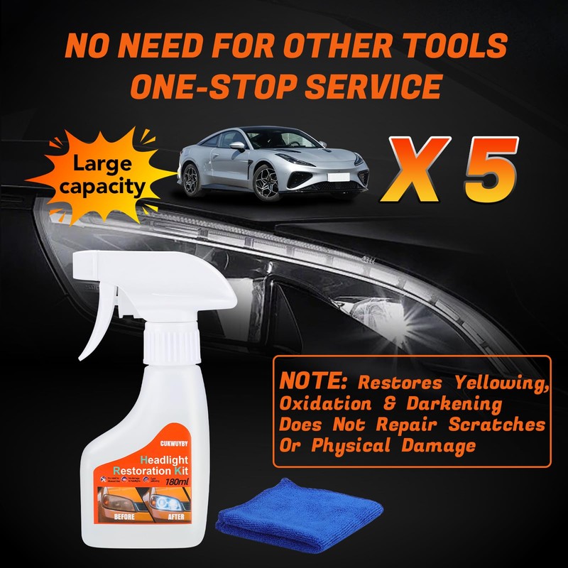 Headlight Restoration Kit Headlight Cleaner Head Light Cleaner Removing Yellowing