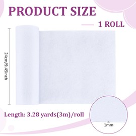 BENECREAT 118x9.45Inch White-Grey Felt Roll, Non Woven Felt Fabric Craft Felt Fabric for Patchwork Sewing Deocoration Craft DIY, 1mm Thick