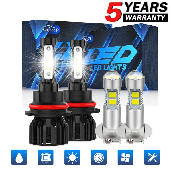 AUIMSOCO For Ford F-350 1994-1996 1997 4x 9007 H3 LED
