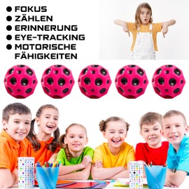 PartyPack 3 x Fuchsia Moon Ball, 7 cm XXL Bouncing Ball, Small Water Ball, Lava Ball, Curve Ball, Rubber Ball, Bouncing Bam Ball, Flash Ball