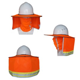 Asphodelia 2PCS Hard Hat Sun Shades, High Visibility Sunshield,Full Brim Mesh Neck Shield with 2PCS Bandana Face Scarfs(Hat Not Included) Yellow, Orange