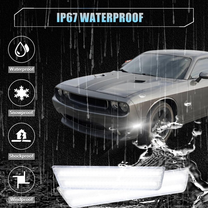 VANKUB 4 PCS LED Side Marker Lights for Dodge Challenger