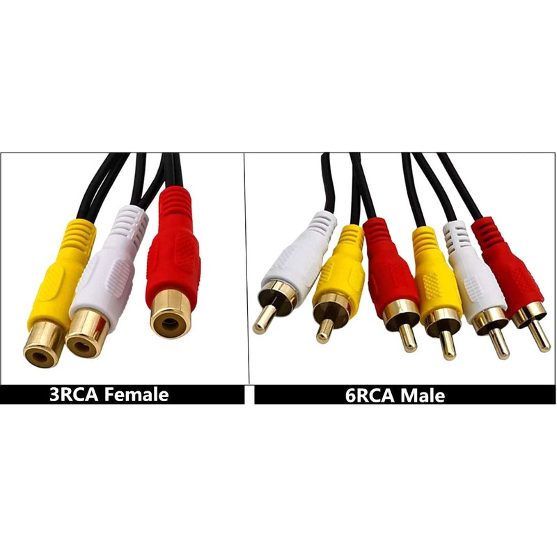 Qaoquda AV Cable Splitter, 3 RCA Female to 6 RCA