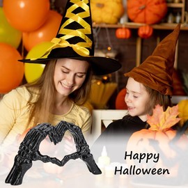 Snblzhef Decor for Living Room Bedroom Bookshelf Coffe Table, Resin Heart Hands Sculpture, Horror Finger Home Accents Black