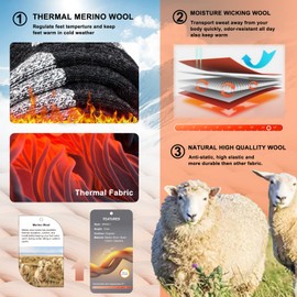 Merino Wool Ski Socks, Cold Weather Knee-High Thermal Socks for Winter, Snow, Snowboarding, Hiking