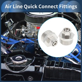 INFINAUTO Push to Connect Air Fittings 5/16" Male Thread Air Line Quick Connector Nickel-Plated Copper 1/2" BSPT 2 Pcs Silver Tone