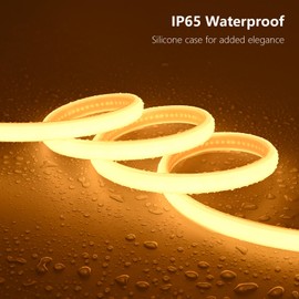 BENLUN AC 110V COB LED Strip Lights Outdoor Waterproof 65.6ft, 2700K Warm White Super Bright 200W CRI 90+ LED Rope Light, IP65 Flexible Cuttable, for Bedroom Garden Commercial House