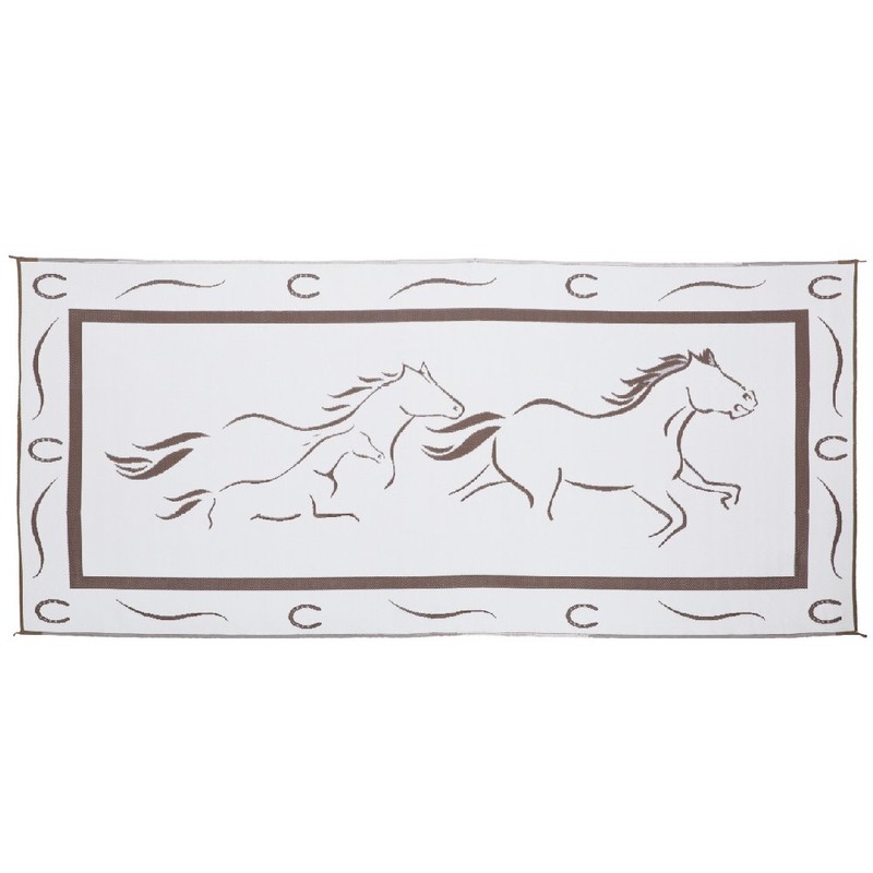 Stylish Camping GH8187 Brown/White 8' x 18' Galloping Horses Mat,