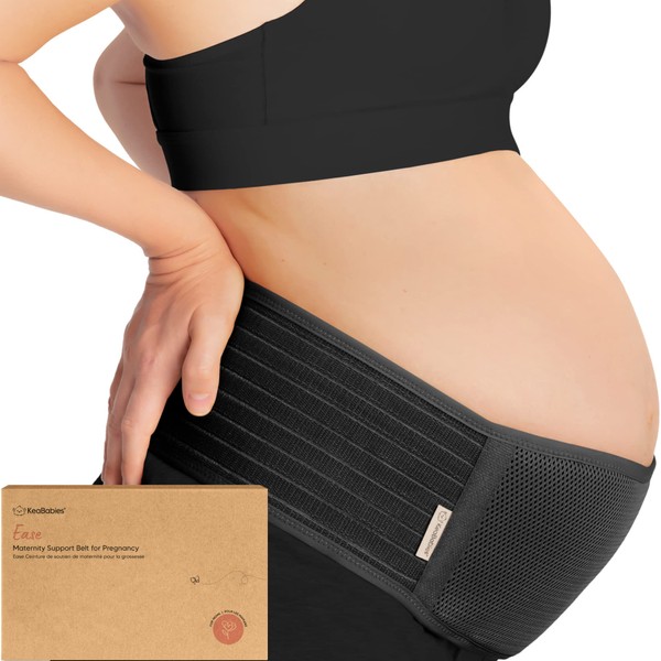 KeaBabies Maternity Belly Band for Pregnancy - Soft & Breathable Pregnancy Belly Support Belt - Pelvic Support Bands - Tummy Band Sling for Pants - Pregnancy Back Brace (Midnight Black, 2XL)