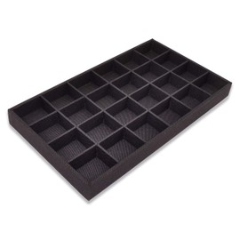 The Display Guys - Stackable Jewelry Tray and Organizer - for Drawers, Dressers, Store Display (24 Compartments, Black Burlap)