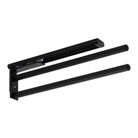 SOTECH TED Aluminium Towel Rail 2-Arm Black Matt (325-487 mm, Extendable, Rotatable) Telescopic Wall Towel Holder for Bathroom or Kitchen