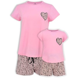 Pink Cheetah Mommy and Me Outfits Matching Mom Daughter Mothers Day Clothing Shirts Shorts Set (8)