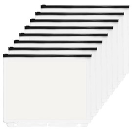 YoeeJob 3 Holes Clear PVC Zipper Binder Pocket Insert Pages Letter Size, 8 1/2"x 11 Loose Leaf Binder Filing Storage Bags 8 Packs(Black)