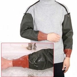 Imported PVC Arm Sleeves: Acid-Alkali Resistant, Rubber Waterproof for Fishing, Industrial & Household Use, Thick Military Style Green Wide Sleeve 10ea