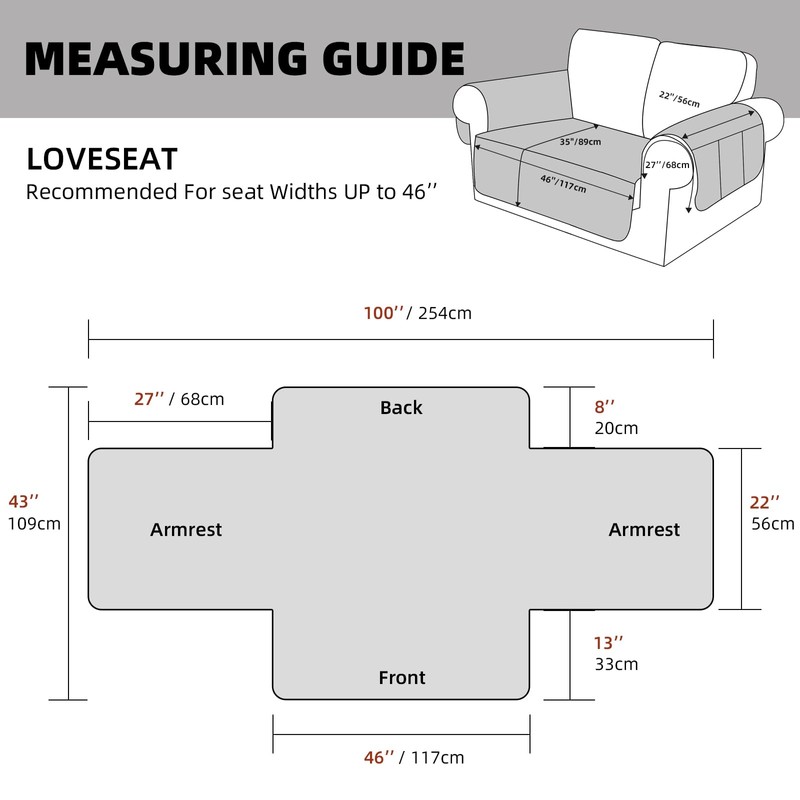 RAPRAP 100% Waterproof Sofa Cover with Side Pockets, 2 Seater
