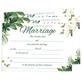 30 Pack Greenery Marriage Certificates 8.5x11 Inch-Watercolor Plants Blank Wedding Certificate Expecting Marriage Proposals for Wedding Ceremony