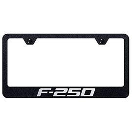 Au-TOMOTIVE GOLD Laser Etched Logo Stainless Steel License Plate Frame for Ford F-250 (Rugged Black)