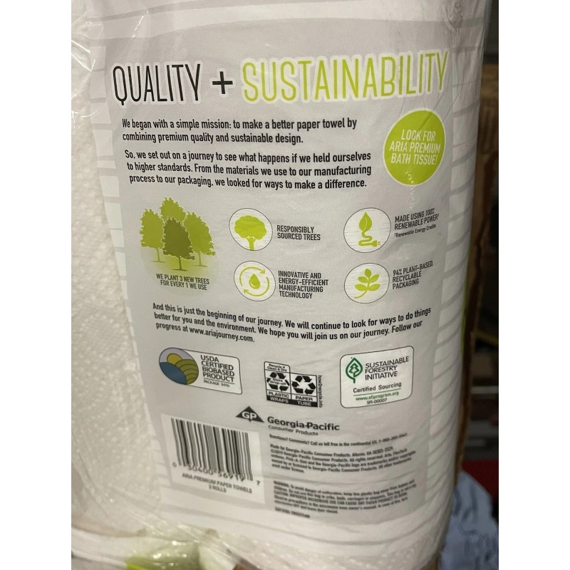 Aria, Earth Friendly Paper Towels, 2-Count