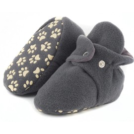 Mayaco Fleece Baby Booties - Cotton & Gripper Bottoms, Non Skid, Soft Sole, Stay On Baby Shoes, Cozy Boys & Girls Bootie (Gray, us_footwear_size_system, infant, age_range, wide, 6_months, 12_months)