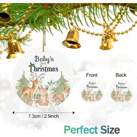 Baby's First Christmas Ornament 2025,Babys First Christmas Ornament for Girl,Boy, Ceramic Keepsake Babies Ornaments with Ribbon and Gift Box