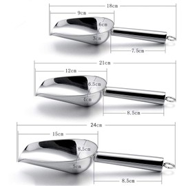 Ice Scoop, Set of 3, HaWare Stainless Steel Weighing Scoop, Flour Scoop, Food Scoop, Bag Shovel, Filling Scoop for Kitchen, Bar, Buffet, Party, Garden, Versatile & Dishwasher Safe - 3/5/8 oz