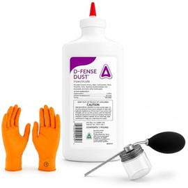 Defense Dust Insecticide – Long-Lasting, Moisture-Resistant Pest Control for Indoor & Outdoor Use (1 lb) | Includes Puffer | Premium USA Supply Gloves for Safe Eradication