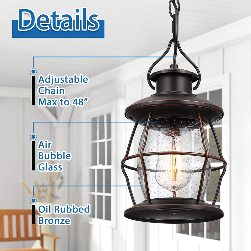MrSconce Outdoor Pendant Light, Farmhouse Exterior Hanging Light Fixture with