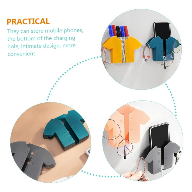 jojofuny 6pcs Wall Mount Phone Holder Remote Control Organizer Bedside