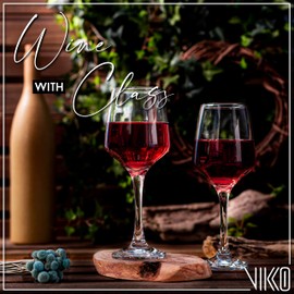 Vikko Wine Glasses, Set of 12 Red Wine Glasses, 12.75 Ounce Clear Wine Glass, Classic, Durable European Stemware