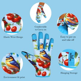 HMH Gardening Gloves for Women - Ladies Garden Gloves with Touchscreen Finger, Work Gloves for Yard, Garden, Cleaning, Camping, Landscaping, Safety
