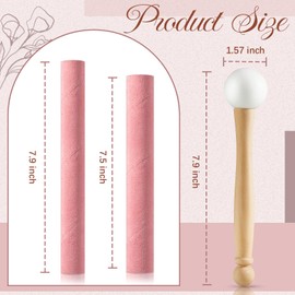 Nuanchu 3 Pieces Crystal Singing Bowl Mallet Set, Include Thick Suede Striker Solid and Hollow Sound Bowl Stick, Crystal Singing Bowl Rubber Mallet with Wood Handle for Playing Bowl (Pink)