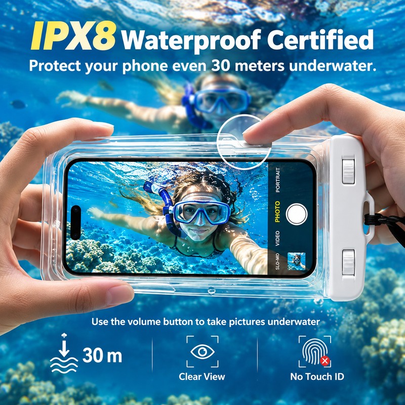 Waterproof Phone Pouch for Swimming & Water Sports – Transparent