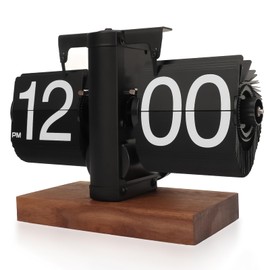 Irosiy Retro Flip Clock - Flip Clock Vintage Desk Clock Digital Automatic Turning, Battery Operated Mechanical Desk Clock, Black - Ideal for Home, Office, Room DecorBattery not Included