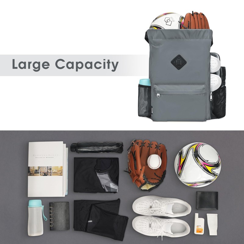 WANDF Drawstring Backpack Sports Bag with Shoe Compartment Water Resistant