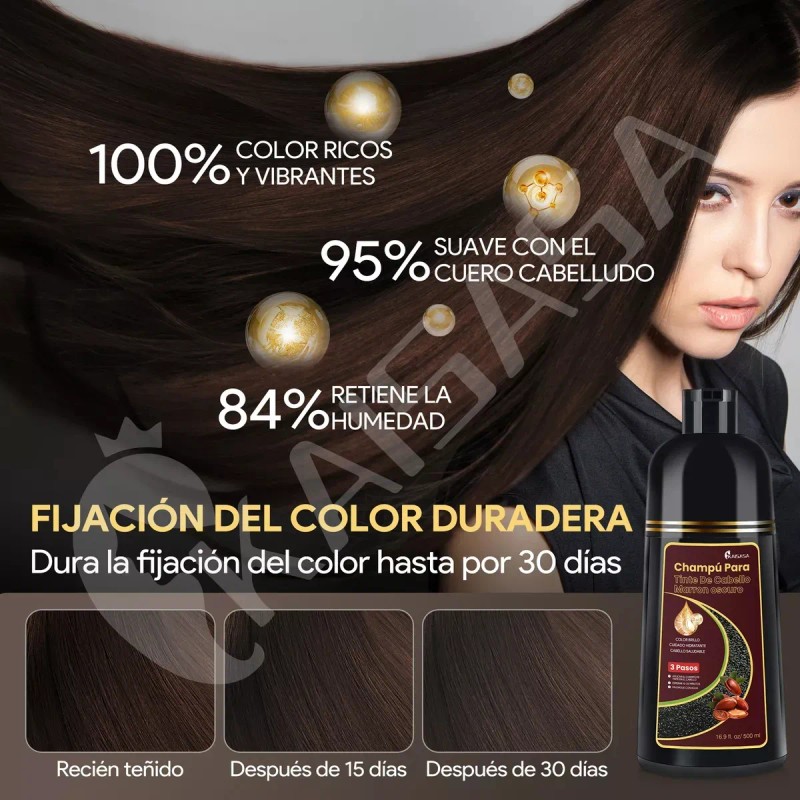 Kaisasa® Shampoo Con Tinte Cubre Canas Con Aceite De Argán