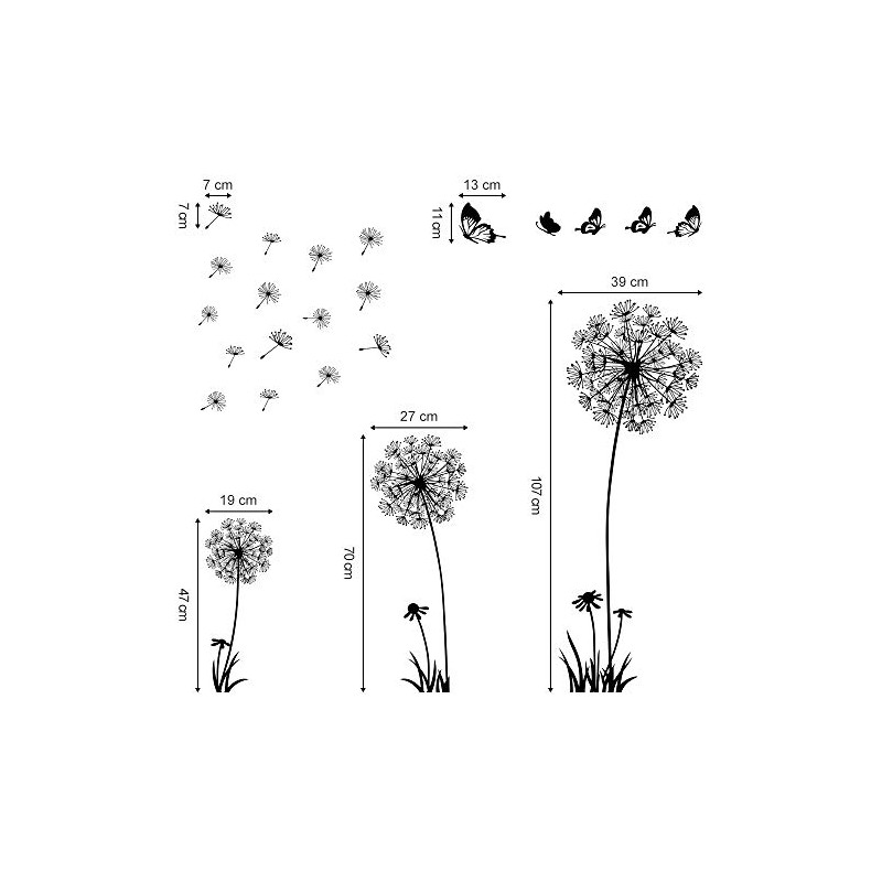 Decalmile - Calcomanías de pared de diente de león con