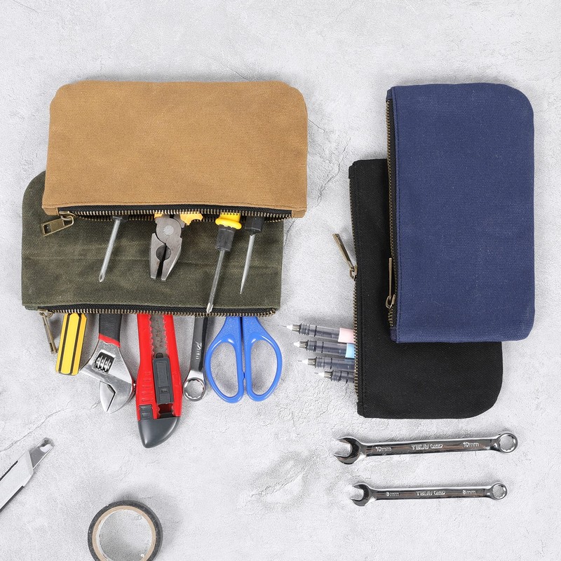 4 Pack Small Heavy Duty Waxed Canvas Tool Bags with