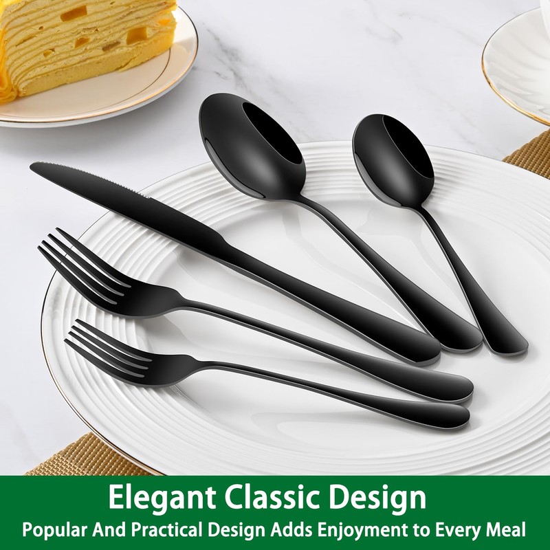 Black Soup Sooon,8 PCs 7.3 Inch Dinner Spoons,PVD Black Stainless